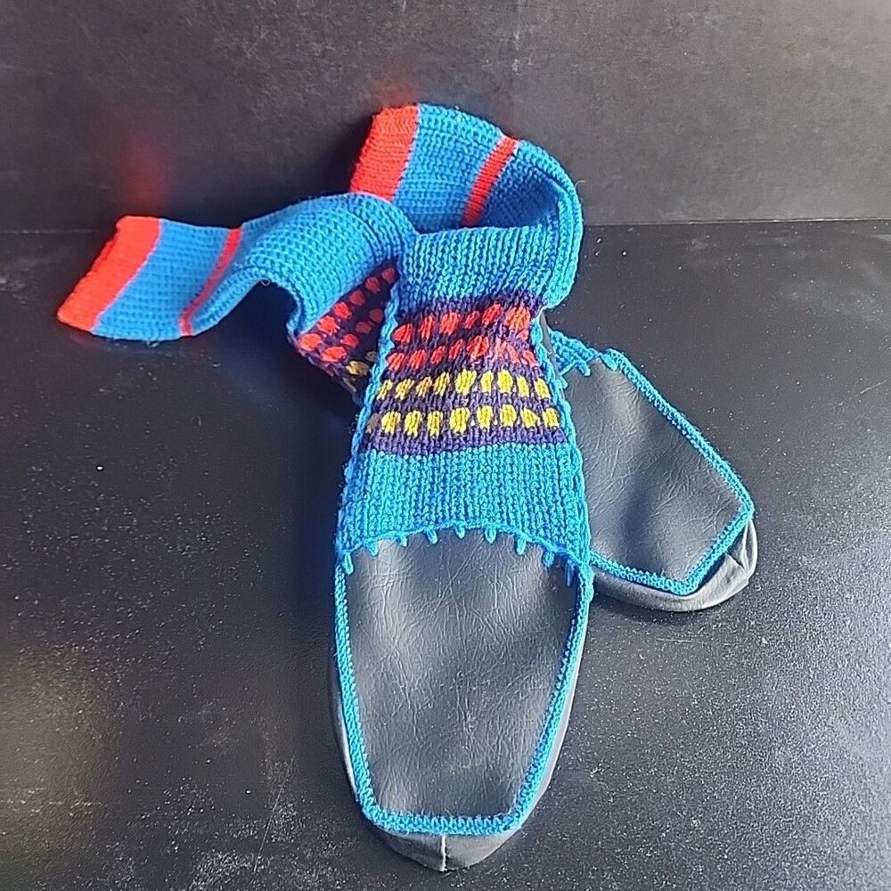 Vintage knit top Sock House Shoes Slippers Nos Multicolored Mens Small